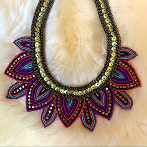 BCBG beaded bib statement necklace